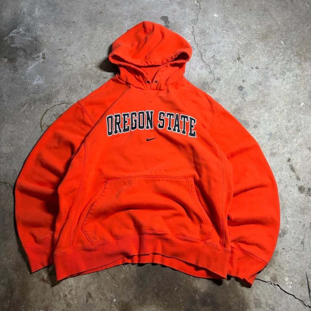 Y2K Nike Oregon State Beavers Orange Center Swoosh Hoodie XL